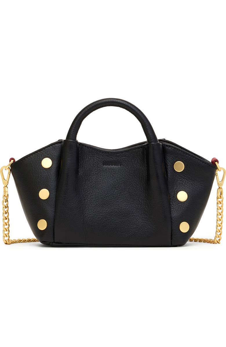 HAMMITT Mini Paul Leather Top Handle Bag, Main, color, Black Press/Gold Red Zip