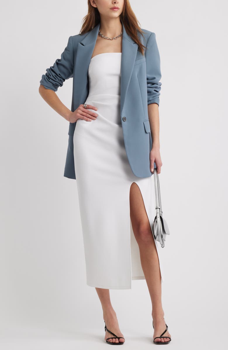 Open Edit Ruched Strapless Maxi Dress, Alternate, color, White