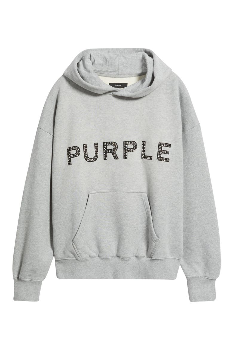 Heavyweight Rhinestone Logo Hoodie, Alternate, color, GREY/ BLACK