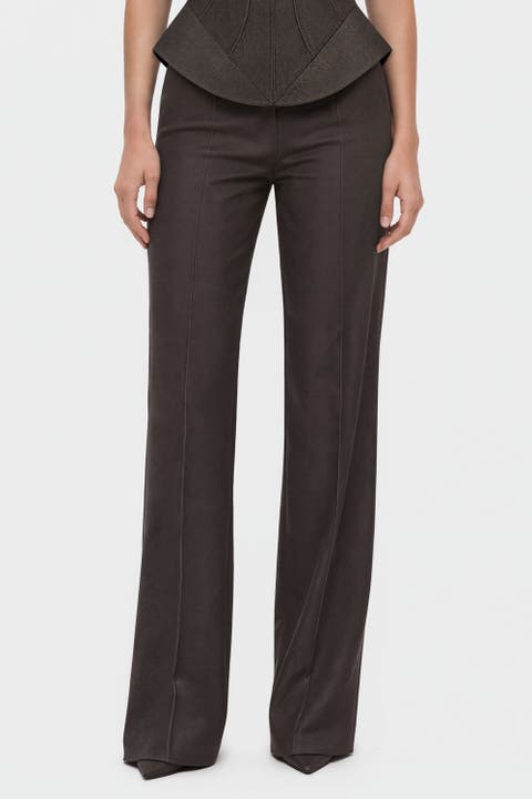 Pressed Crease Straight Leg Trousers