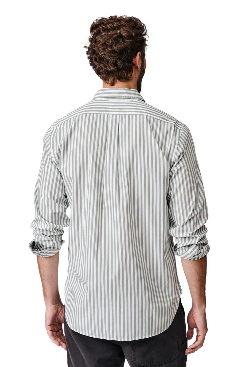 Aubin Gladstone Poplin Button-Down Shirt, Alternate, color, Thick Khaki Stripe
