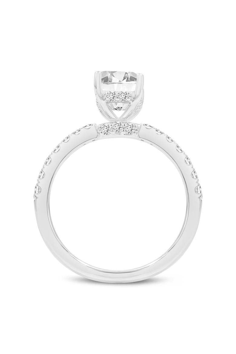 Amara 14K Gold Emerald Cut Hidden Halo Lab Grown Diamond Engagement Ring - 2.45 Ct, Alternate, color, 14K White Gold