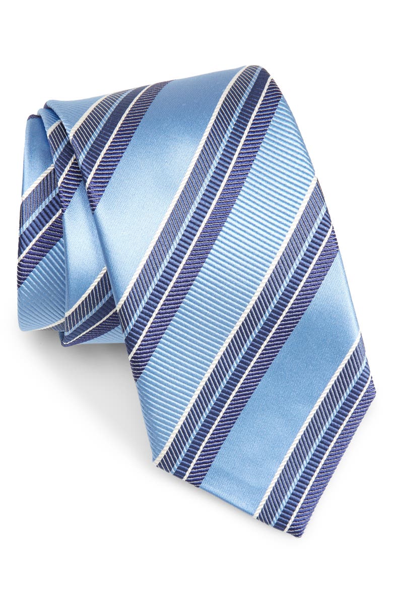 David Donahue Stripe Silk & Cotton Tie, Main, color, 