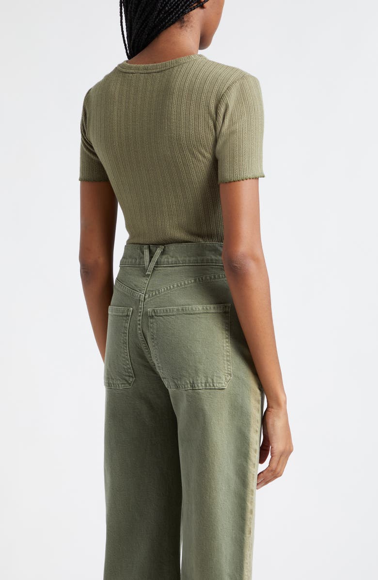 Veronica Beard Draya Open Stitch Knit T-Shirt, Alternate, color, Stone Army