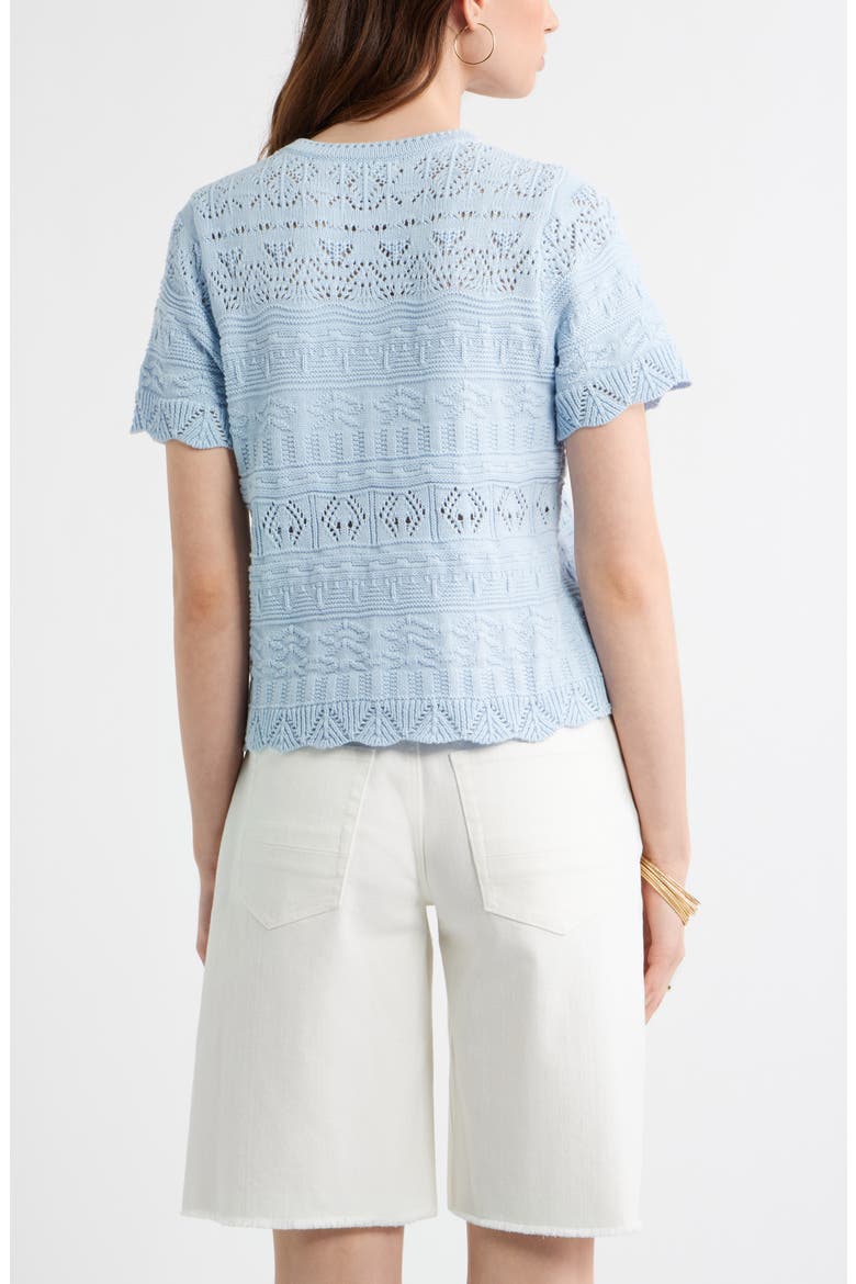 Pointelle Cotton Crewneck Sweater, Alternate, color, BLUE SKYWAY