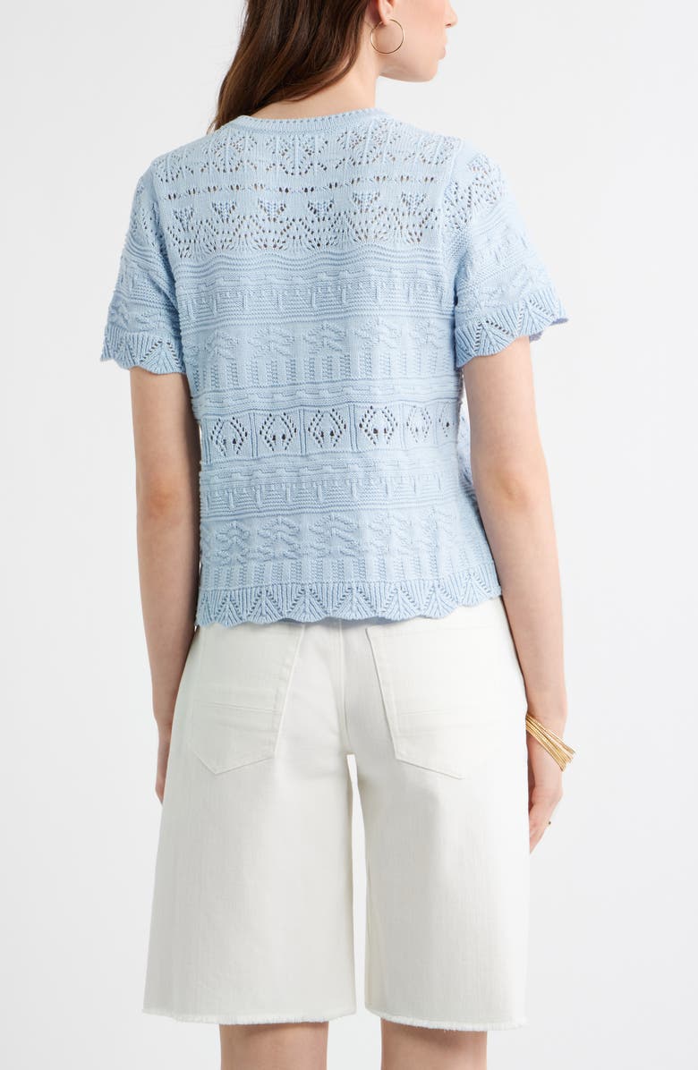 Treasure & Bond Pointelle Cotton Crewneck Sweater, Alternate, color, Blue Skyway