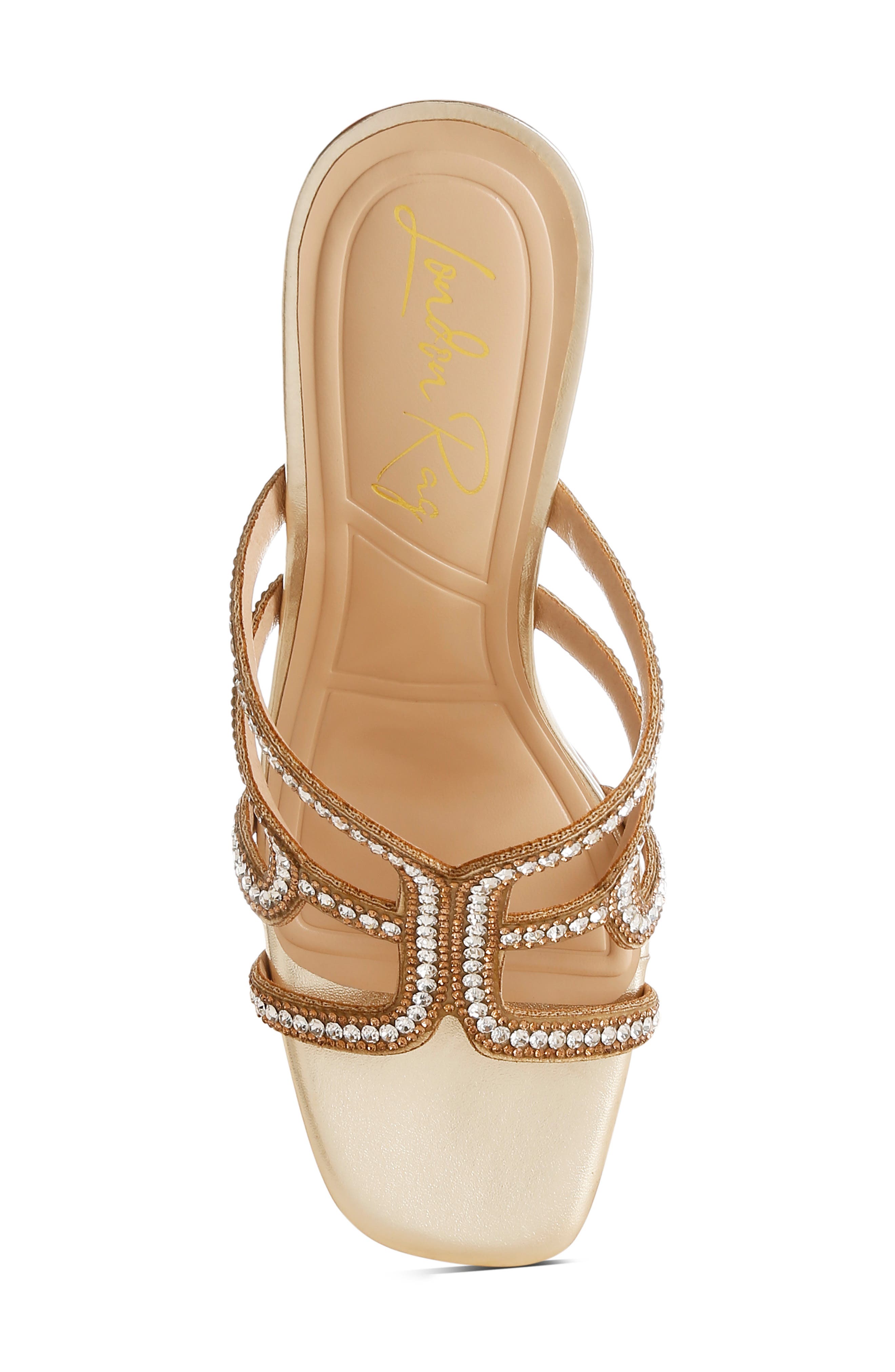 LONDON RAG Caqueta Clear Heel Sandal, Alternate, color, Gold