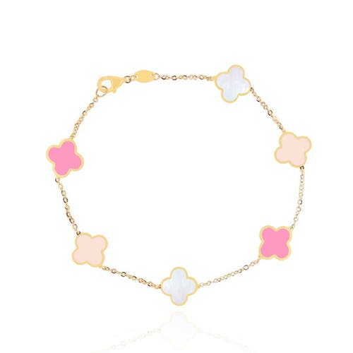 The Lovery Fine Jewelry Small Pink Mixed Clover Bracelet