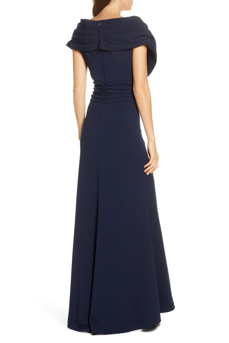 Portrait Collar Sequin Décolletage Gown, Alternate, color, NAVY
