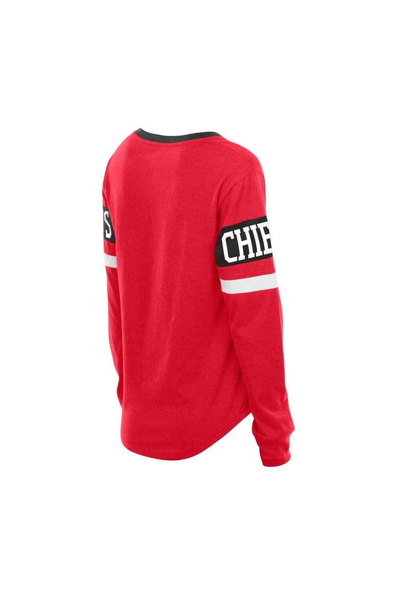 Women's New Era  Red Kansas City Chiefs Throwback Lace-Up Long-Sleeve T-Shirt, Alternate, color, Red
