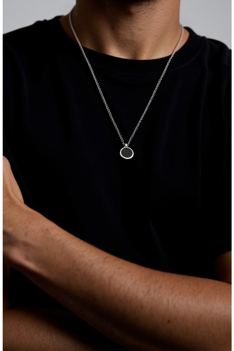 Circle Stone Onyx Pendant Necklace, Alternate, color, BLACK