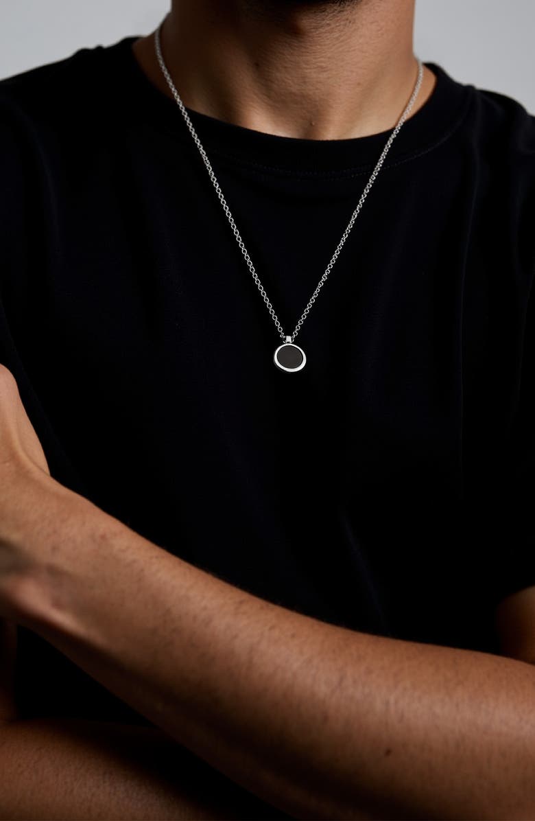 Mr. Ettika Circle Stone Onyx Pendant Necklace, Alternate, color, Black