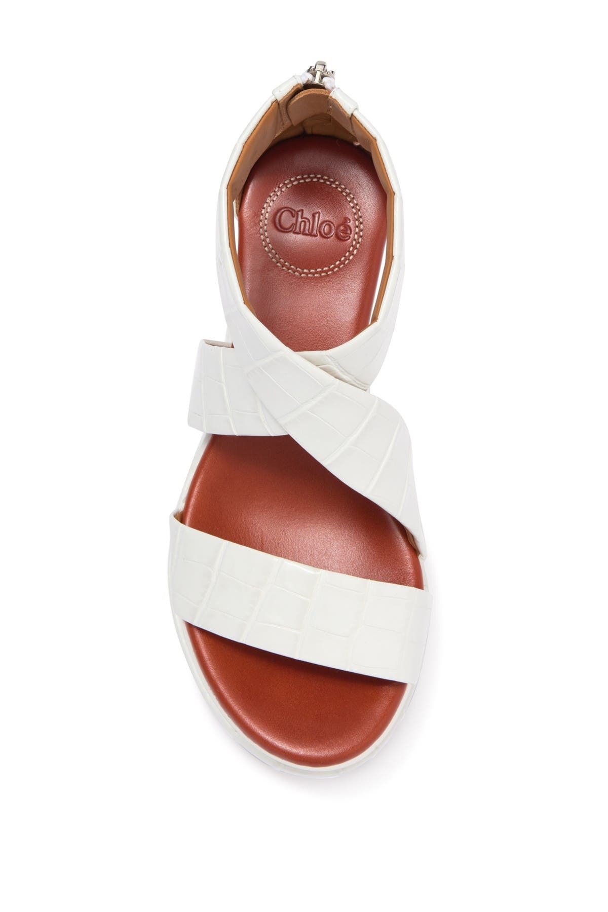 Chloé Wave Croc Embossed Leather Platform Sandal, Alternate, color, 