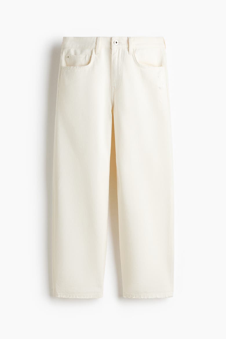 Barrel Leg Low Waist Ankle Jeans, Alternate, color, Cream