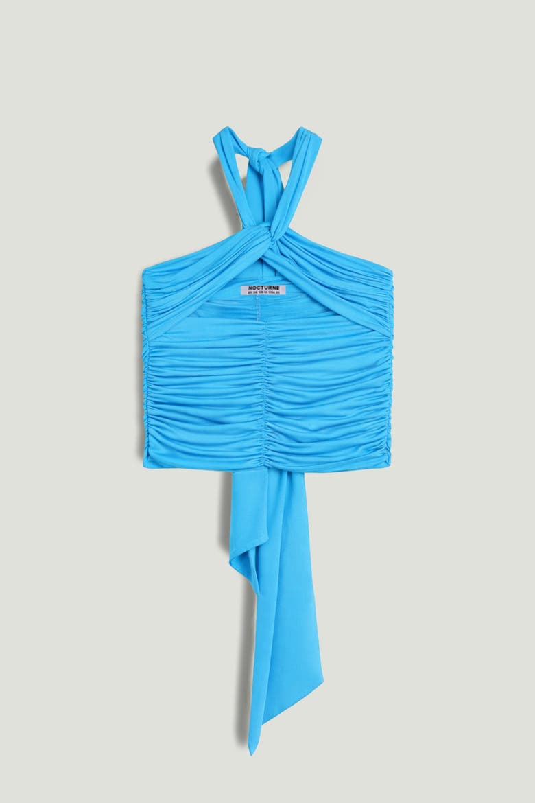 Cut-Out Draped Blouse, Alternate, color, Turquoise