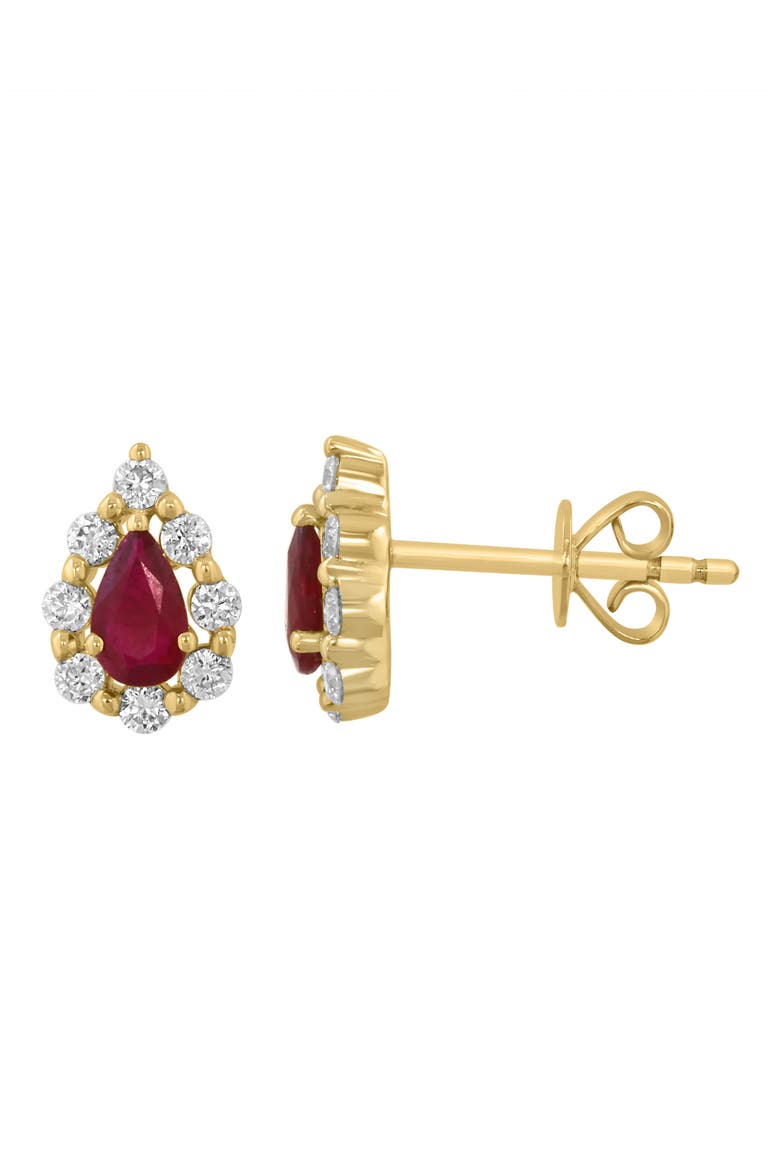 Diamond & Ruby Stud Earrings, Alternate, color, RED