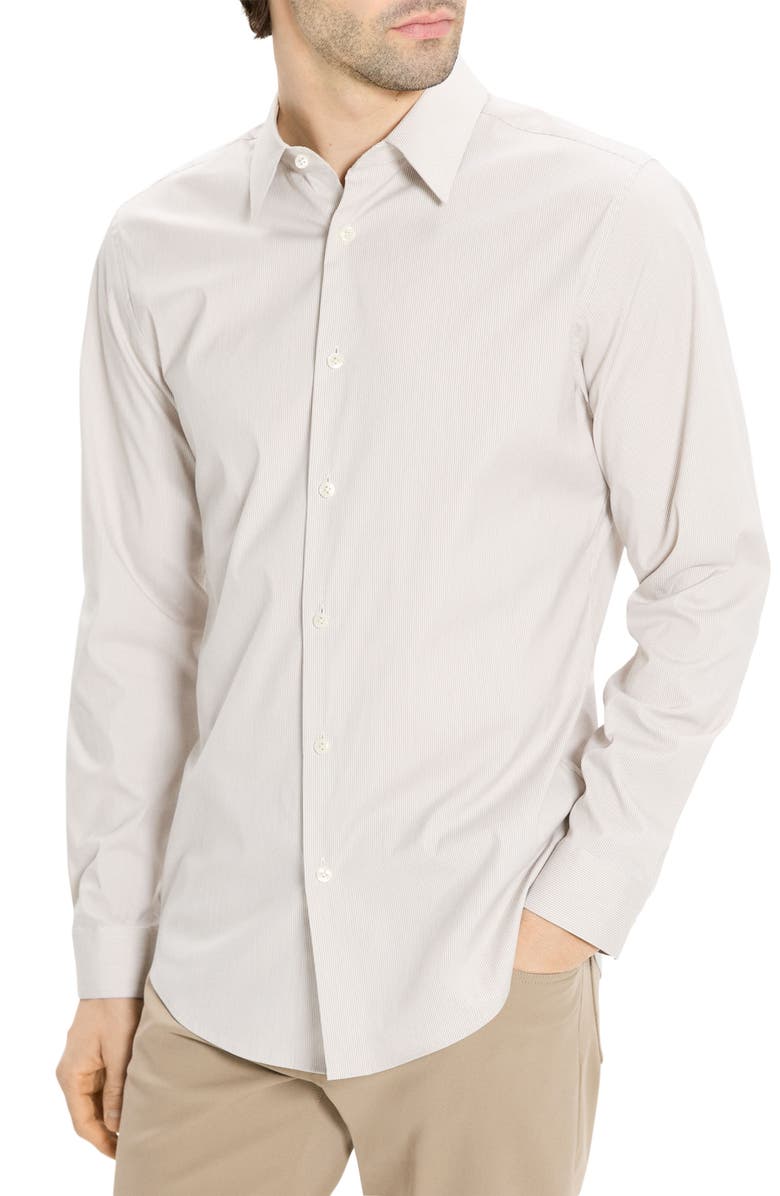 Theory Sylvian Pinstripe Stretch Cotton & Nylon Button-Up Shirt, Alternate, color, Feather Multi - 2If