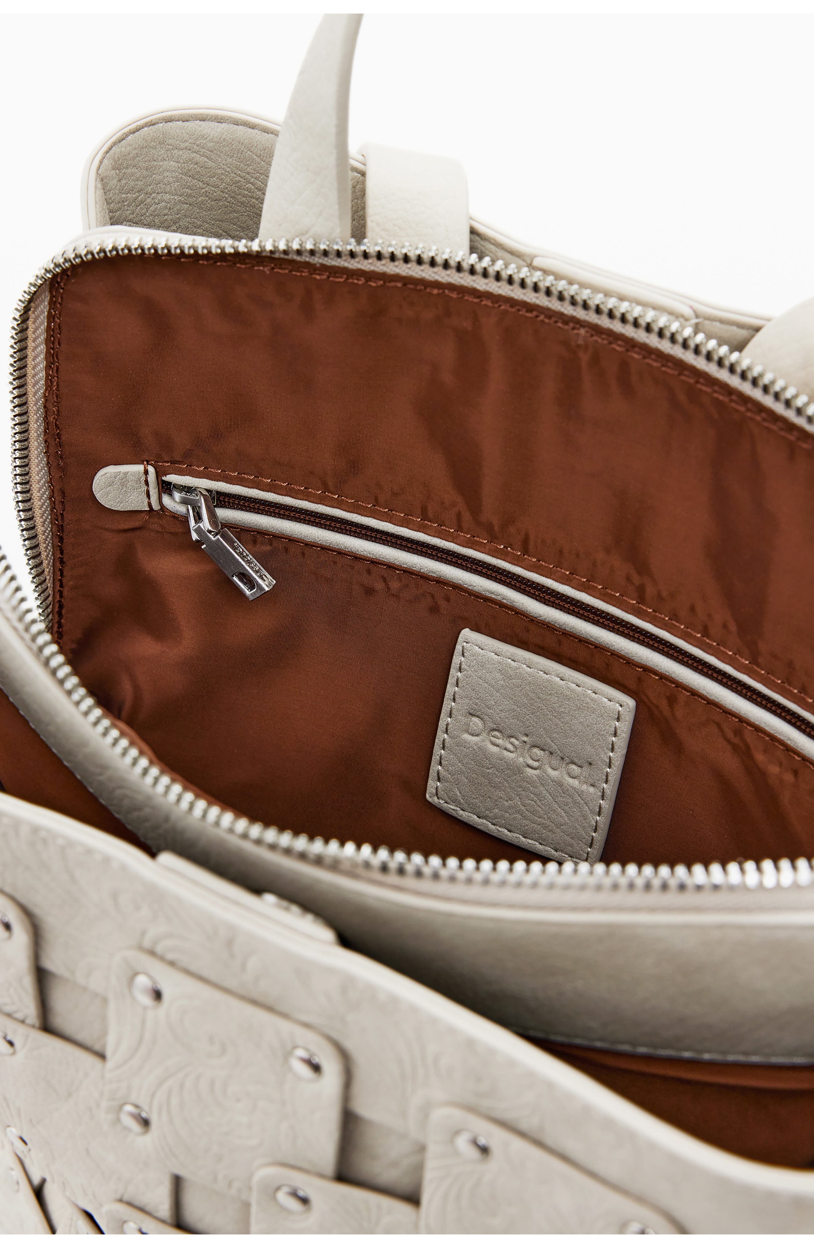 Desigual Medium Faux Leather Backpack, Alternate, color, Light Gray