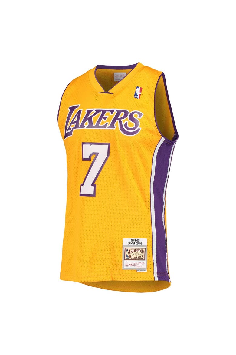 Men's Mitchell & Ness Lamar Odom Gold Los Angeles Lakers 2001/02 Hardwood Classics Swingman Jersey, Alternate, color, Gold