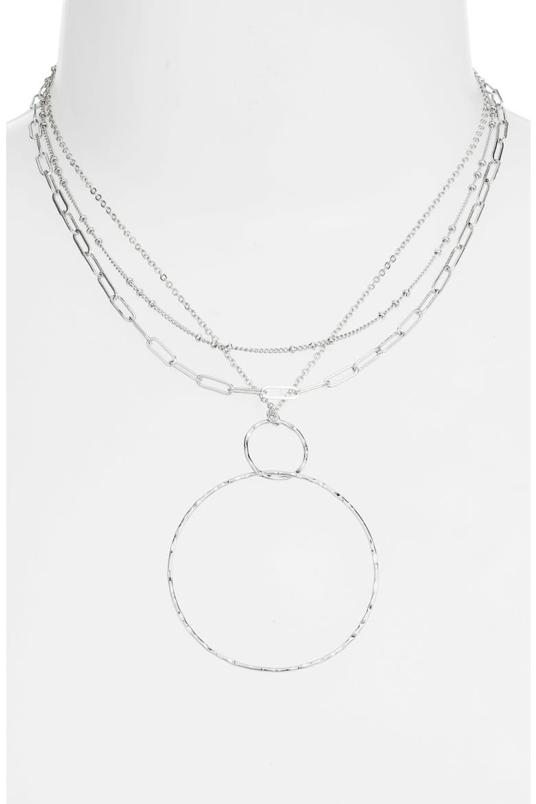 Tiered Orbital Pendant Necklace, Alternate, color, RHODIUM