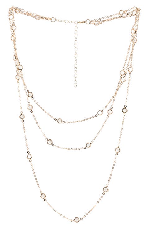 Crystal Glass Three-Layer Necklace