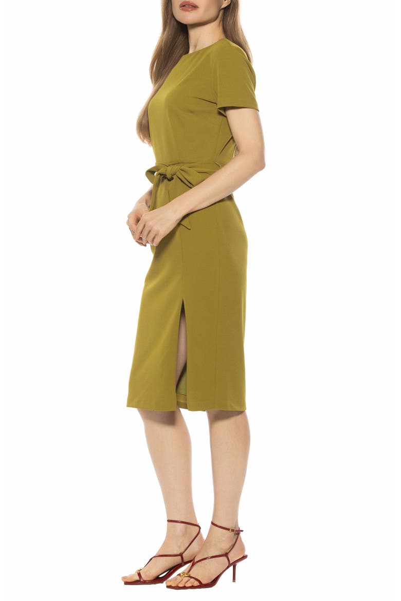 Zyra Short Sleeve Tie Waist Sheath Dress, Alternate, color, SAGE