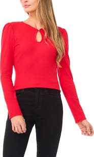 CeCe Keyhole Rib Top