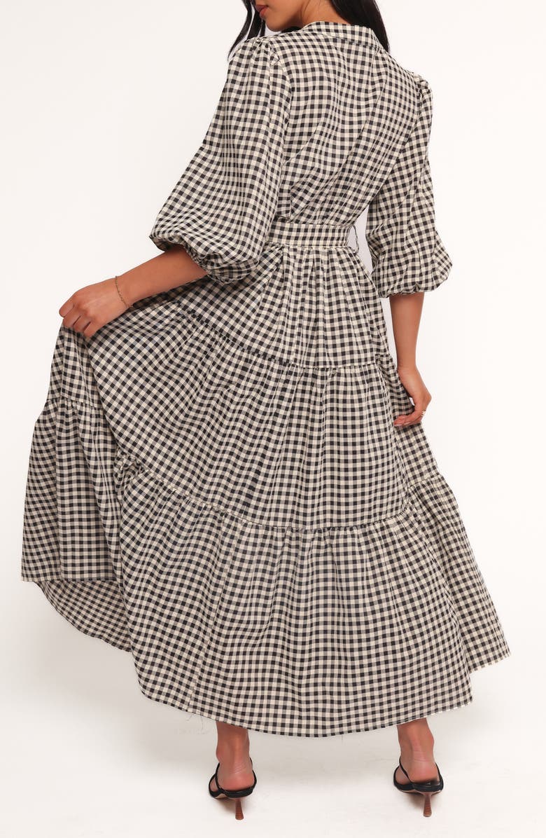 Petal & Pup Dixon Gingham Cotton Blend Button-Up Maxi Dress, Alternate, color, Black Cream Gingham