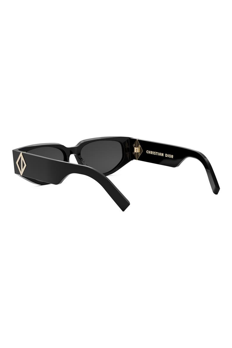 CD Diamond S7I 55mm Geometric Sunglasses, Alternate, color, SHINY BLACK / SMOKE