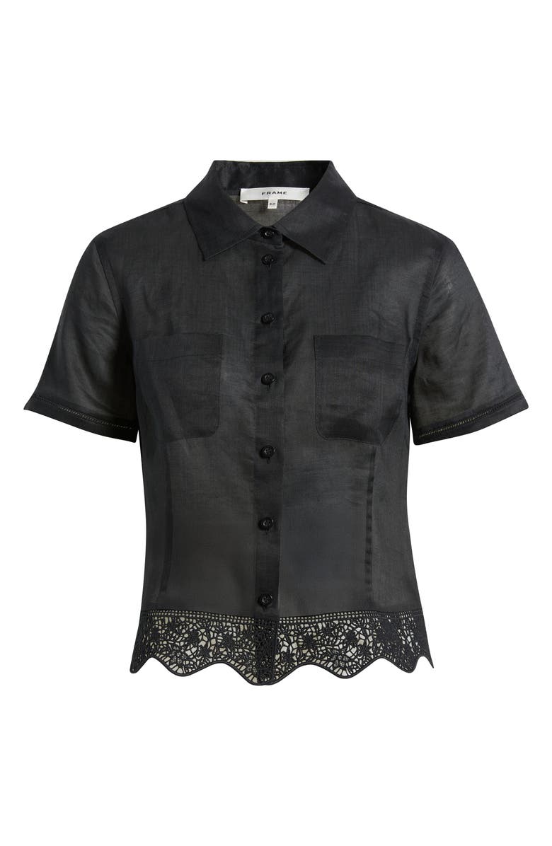 FRAME The Embroidered Seaside Ramie Button-Up Top, Alternate, color, Black