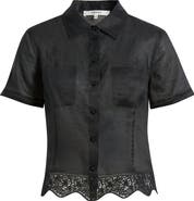FRAME The Embroidered Seaside Ramie Button-Up Top