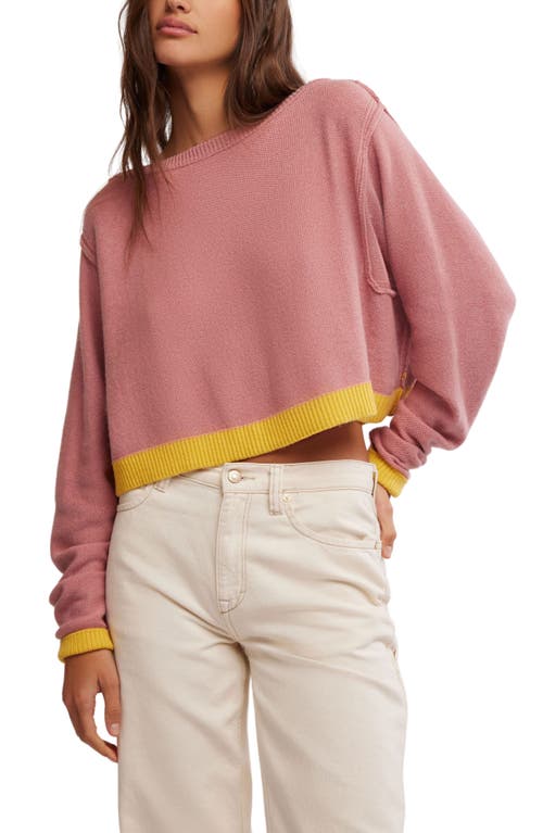 Shop Free People Into The Blue Stripe Crop Sweater In Rose Blush Combo