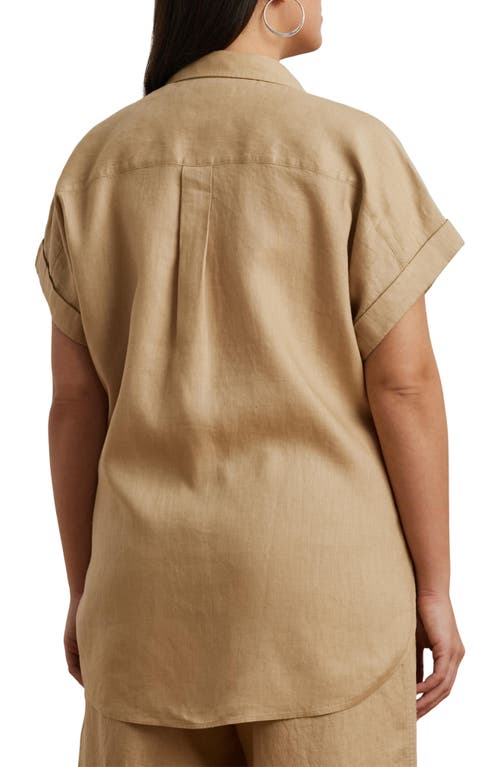 RALPH LAUREN LAUREN RALPH LAUREN RELAXED FIT SHORT SLEEVE LINEN BUTTON-UP SHIRT