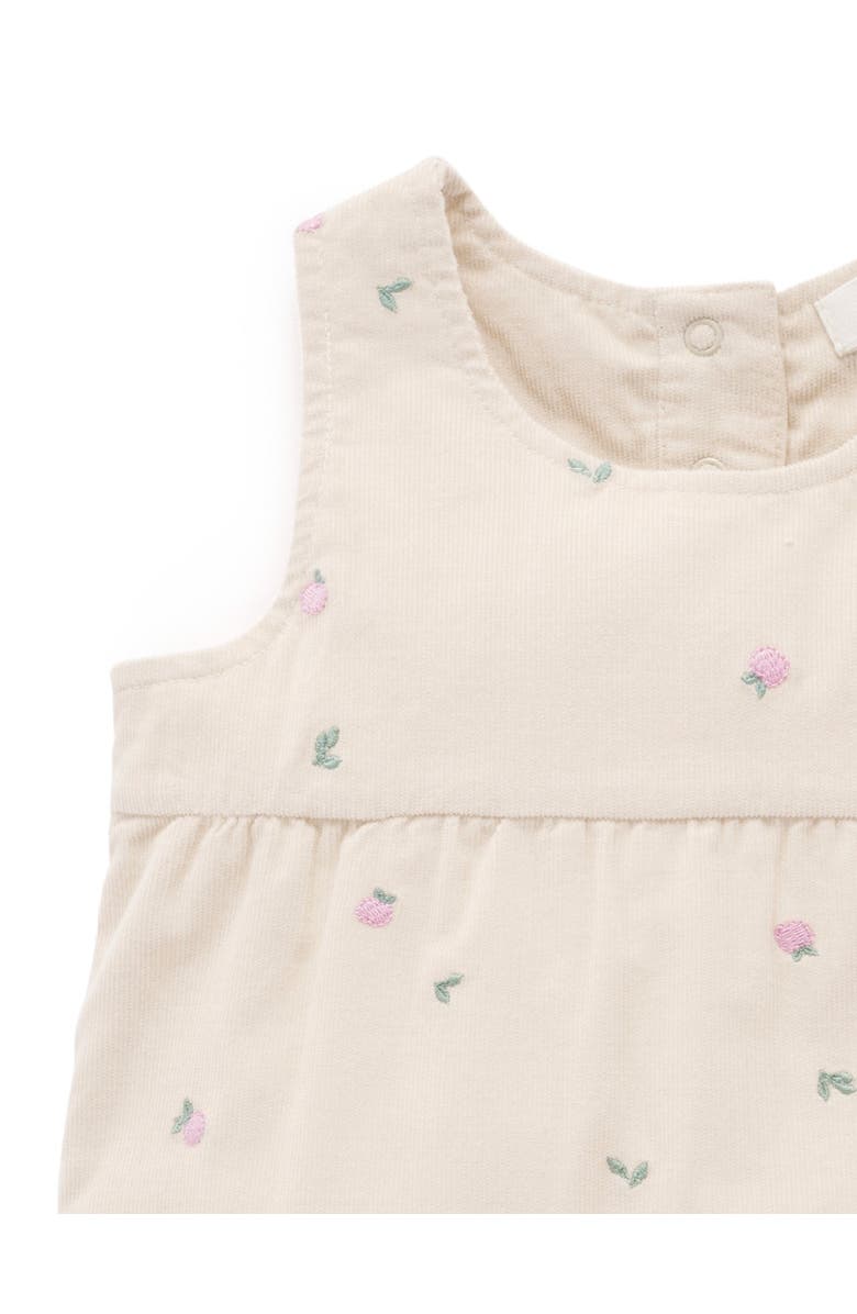 Purebaby Embroidered Corduroy Romper, Alternate, color, Orchard Broderie