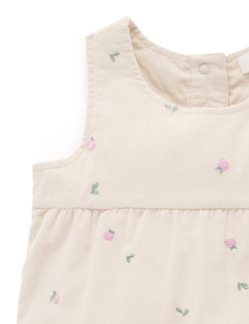 Purebaby Embroidered Corduroy Romper In Neutral