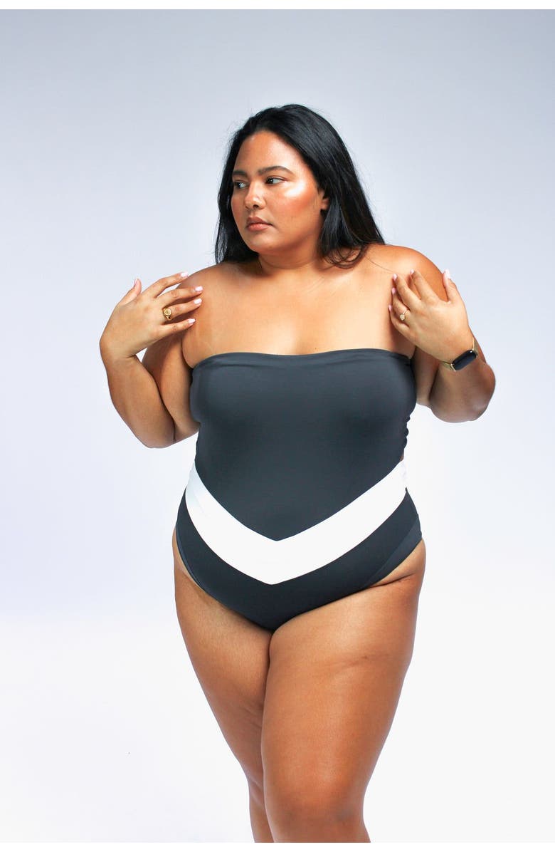 Mary Mercedes Vee Convertible One Piece Swimsuit, Alternate, color, Charcoal Grey