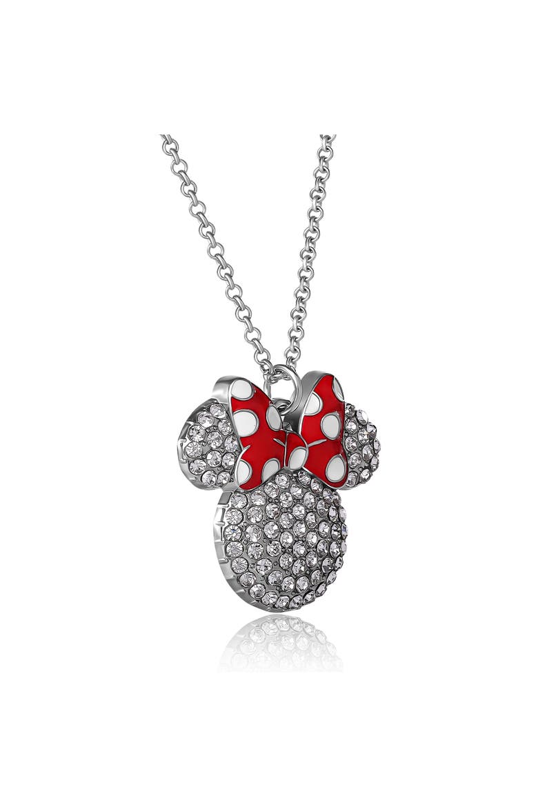 Fashion Red Polka Dot Bow Crystals Pave Necklace, Alternate, color, Silver