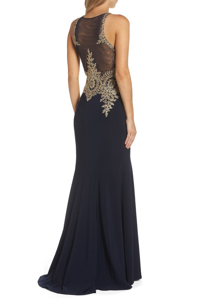 Xscape Evenings Xscape Embroidered Mermaid Gown, Alternate, color,
