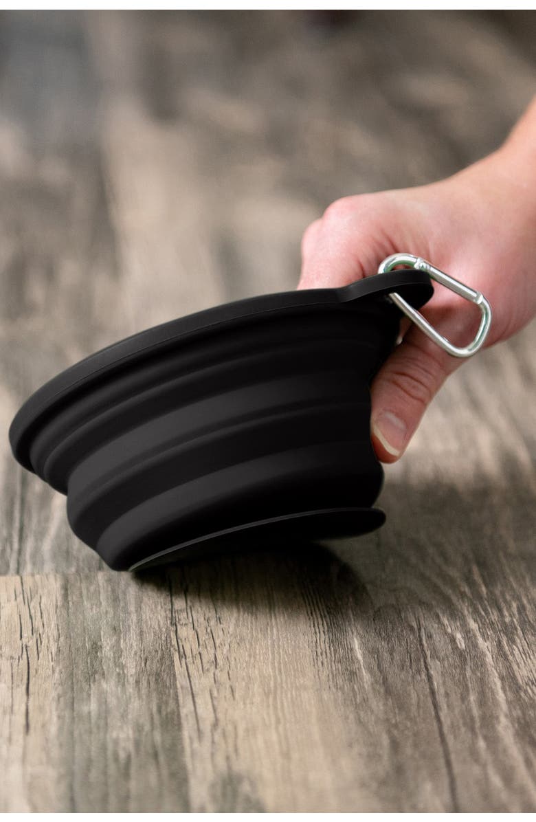 Puppington Slow-Feeding, BPA-Free Silicone Travel Dog Bowl, Alternate, color, Onyx Black