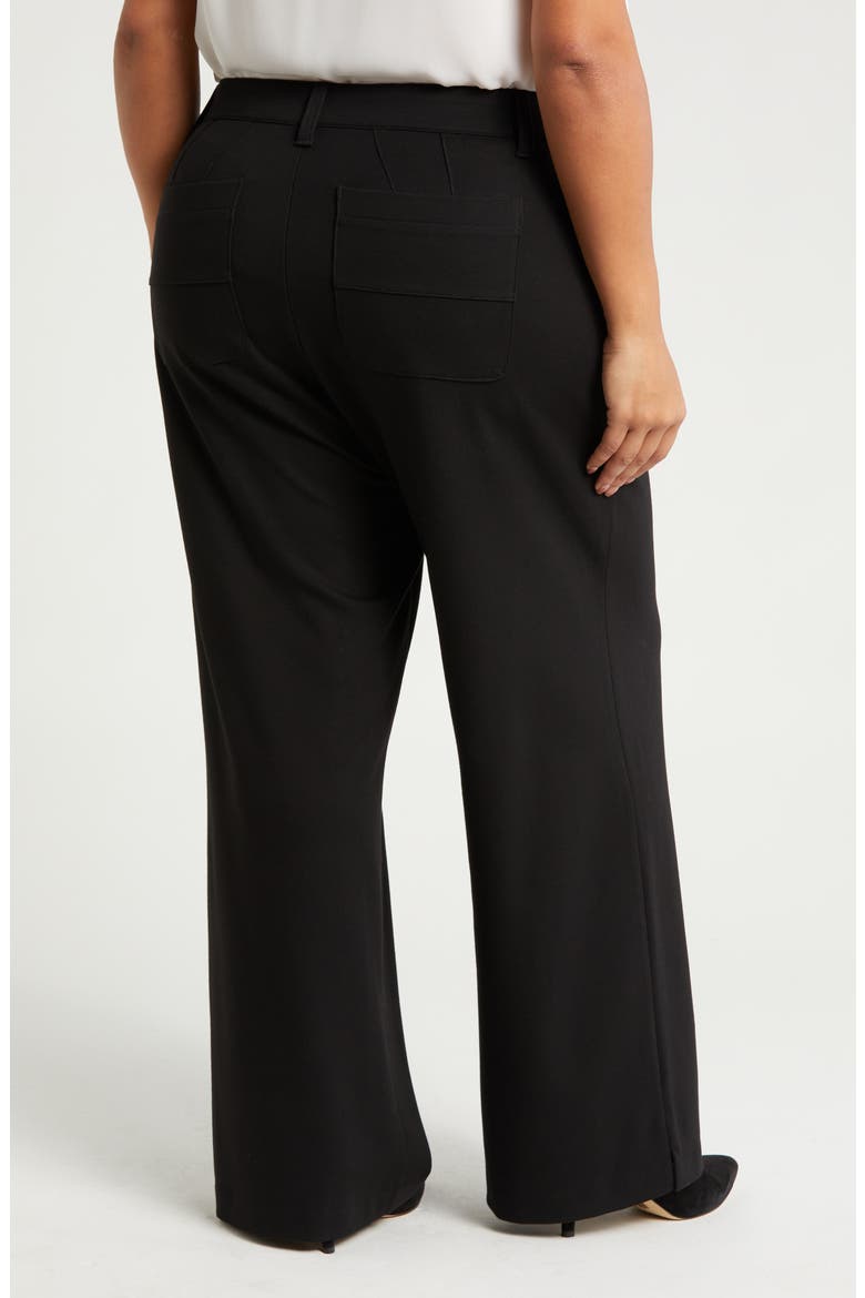 Skyrise Flat Front Wide Leg Pants, Alternate, color, BLACK