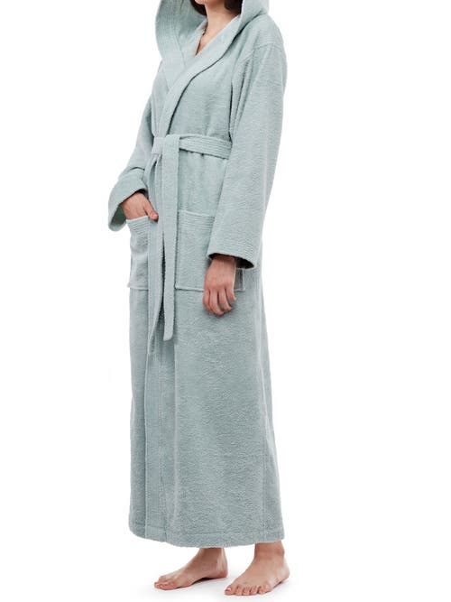 Arus Cotton Full Length Hooded Bathrobe In Green