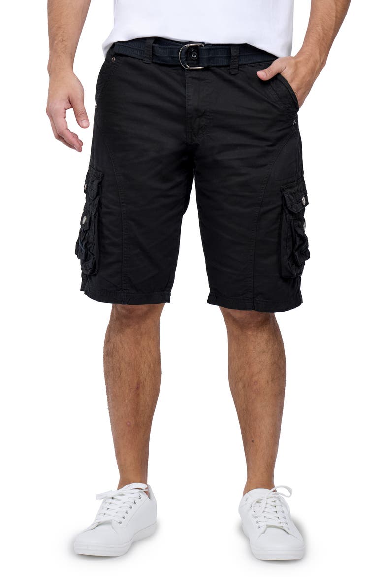Belted Snap Detail Cargo Pants, Alternate, color, BLACK