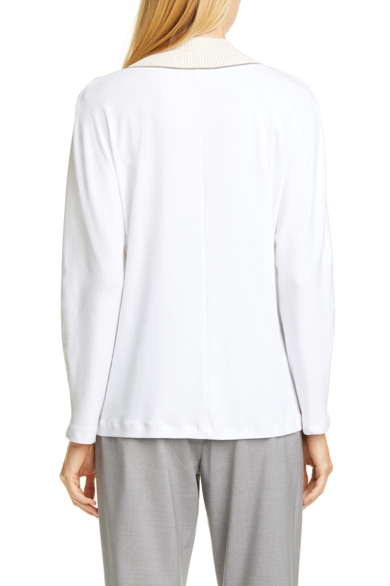 Bead Trim V-Neck Cotton Blend Sweater, Alternate, color, WHITE