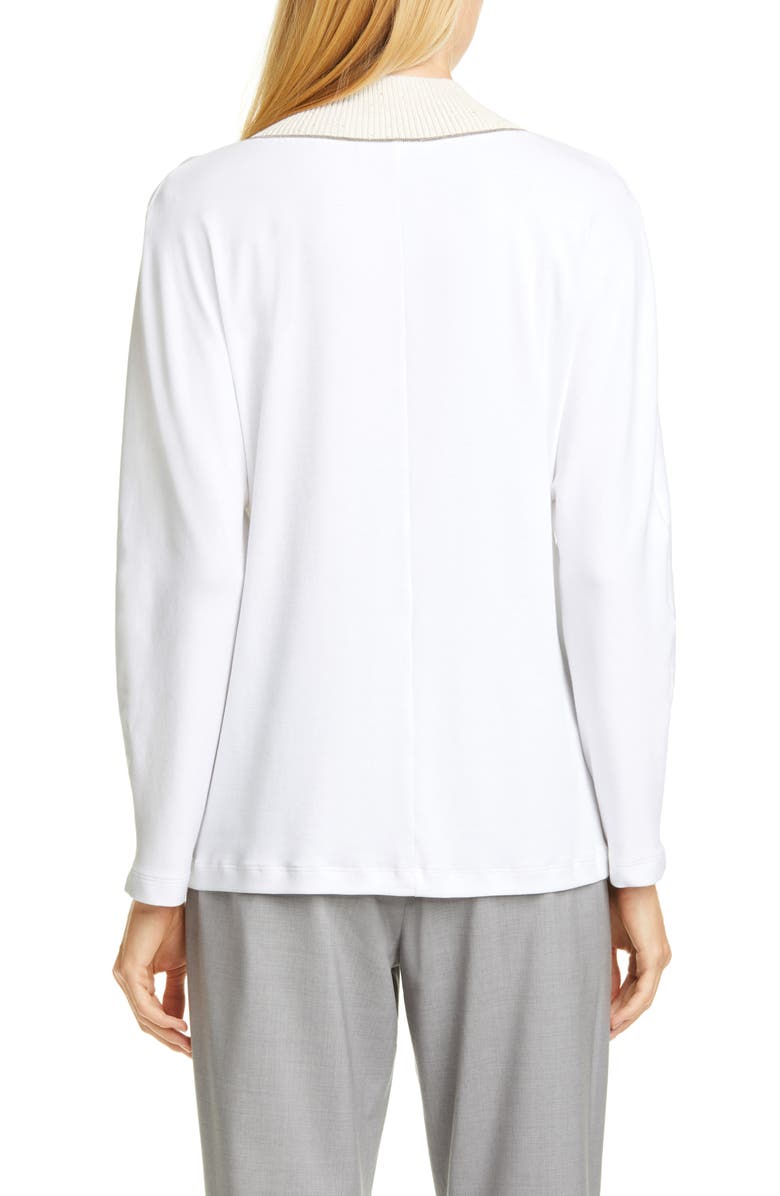 Fabiana Filippi Bead Trim V-Neck Cotton Blend Sweater, Alternate, color,