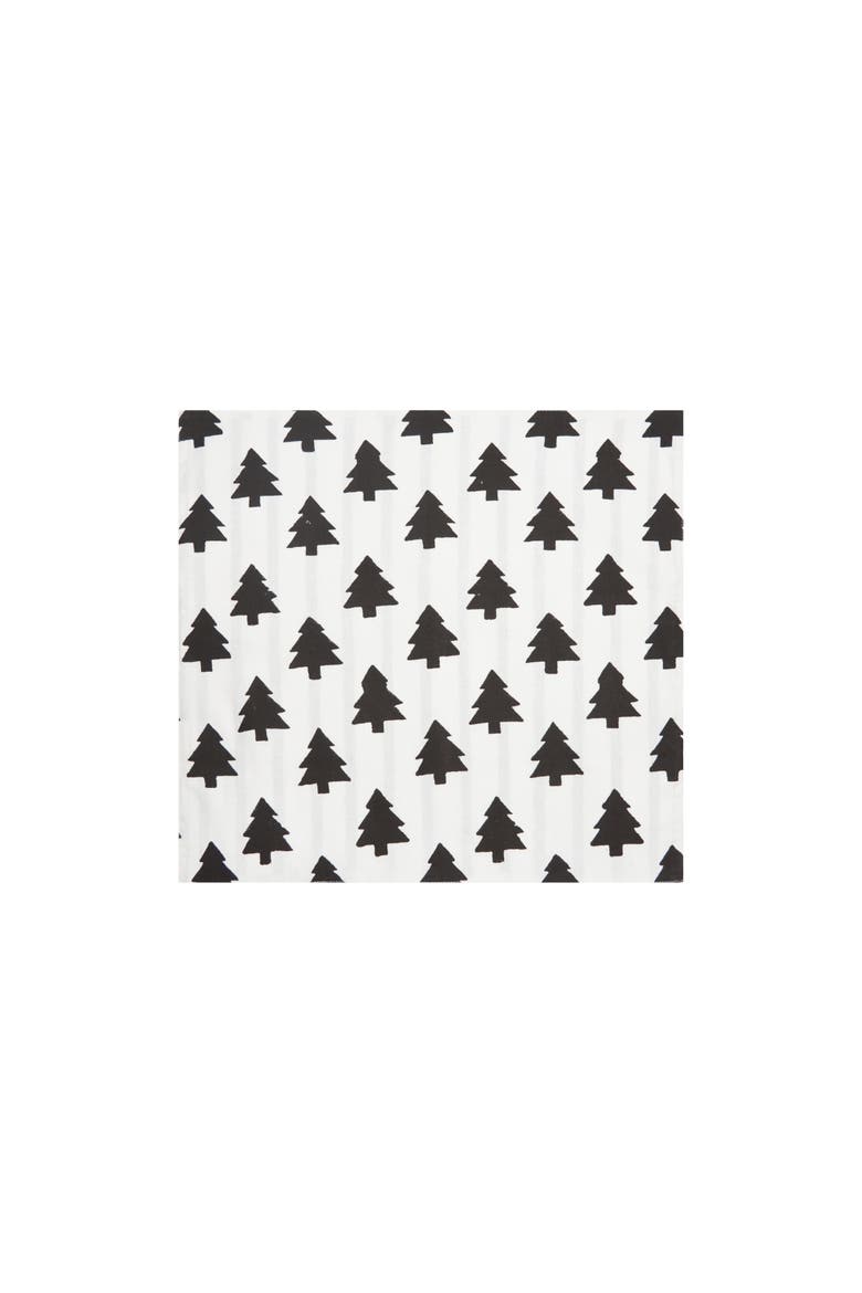 Black & White Pine Trees 100% Cotton Set of 4 Cloth Napkins, Alternate, color, Black