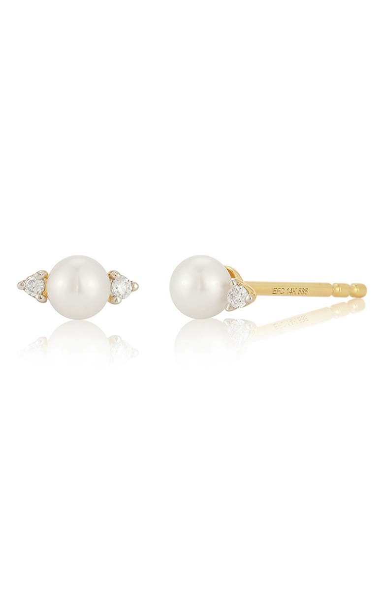 EF Collection Freshwater Pearl & Diamond Stud Earrings, Main, color,