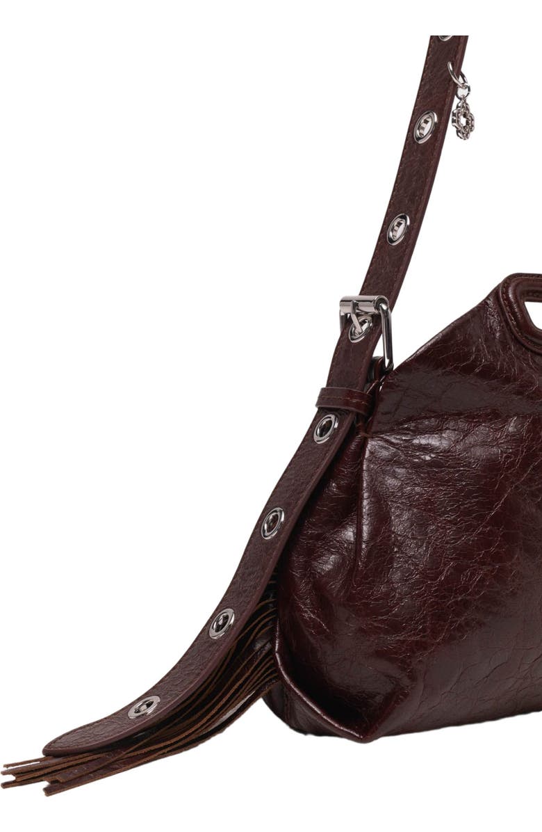 maje Crackled leather Miss M bag, Alternate, color, Dark Brown