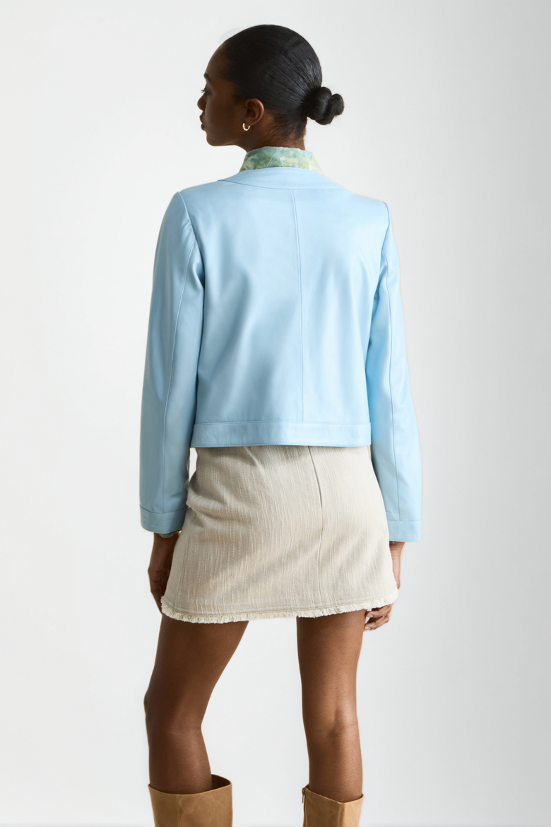 Margot Leather Jacket, Alternate, color, Blue