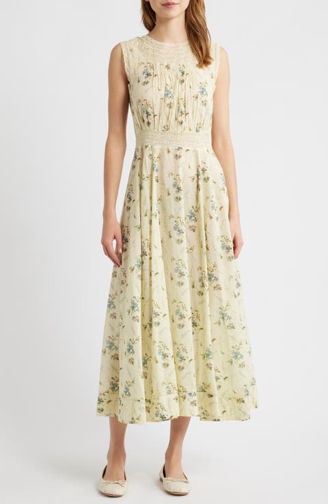 Liliane Floral Lace Detail Organic Cotton Dress