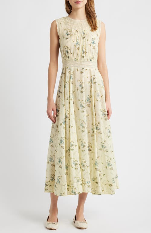 DÔEN Liliane Floral Lace Detail Organic Cotton Dress in Sunshine Prairie Rose at Nordstrom, Size X-Large